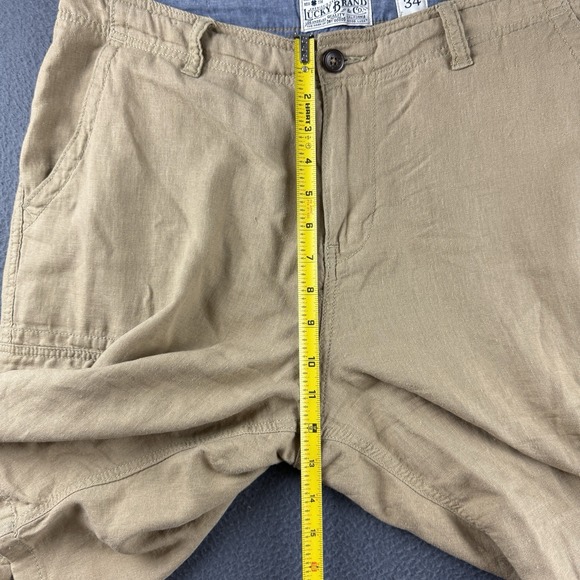 Lucky Brand Shorts Men's 36* Beige Cargo Linen Blend Drawstring Utility Summer - Picture 9 of 11